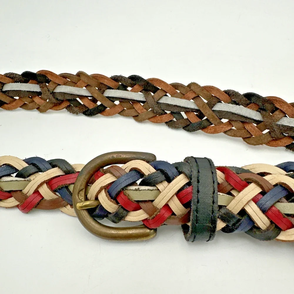 Capezio Multi-Color Braided Woven Leather Belt Argentina Size M/L